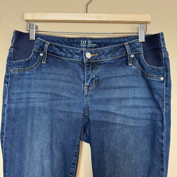 GAP pants women 29R low rise elastic waist girlfriend maternity jeans blue - Picture 3 of 10